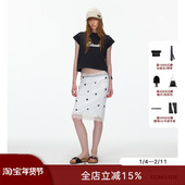 A字版 ECHOADE俏皮时髦 甄选苗丝珠片经典 型及膝波点亮片半身裙