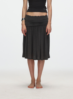 ECHOADE轻盈薄透 腰部抽褶设计过膝半身裙