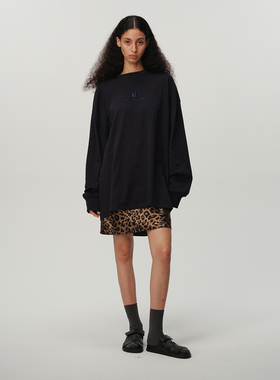 ECHOADE经典延续小精致圆领Oversized落肩设计大廓形刺绣长袖T恤