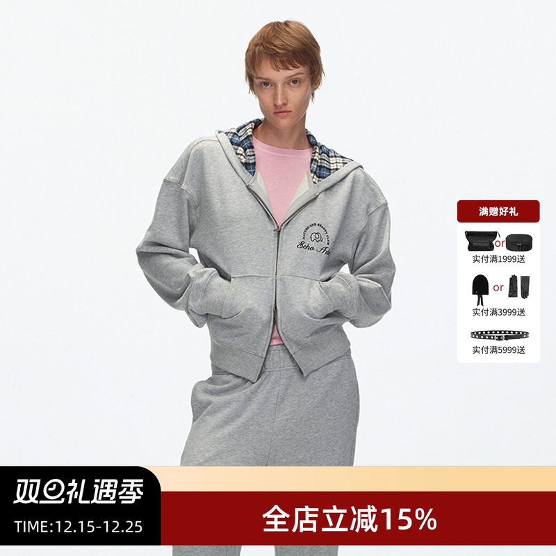 ECHOADE短款收腰设计连帽卫衣