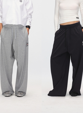 ECHOADE轻松透气 精选100%棉宽松阔腿版型logo印花点缀休闲运动裤