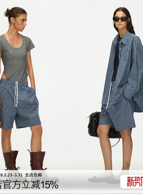 ECHOADE甄选柔软舒适纯棉 经典格纹落肩设计衬衫松弛慵懒中裤套装