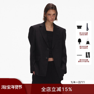 ECHOADE经典阔西 高智力量感垫肩设计枪驳领羊毛廓型西装外套