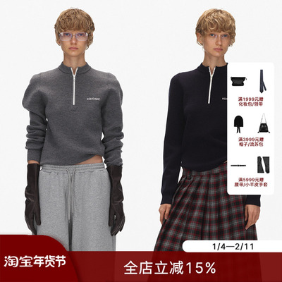 ECHOADE绵羊毛半拉链高领毛衣