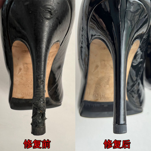 补皮鞋丁换跟改跟翻新修鞋店专业高跟鞋后跟磨损划痕漆皮绒面修复