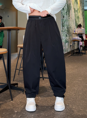 8618透气网眼纹理感男士休闲裤男夏季轻薄冰凉速干微弯刀阔腿长裤