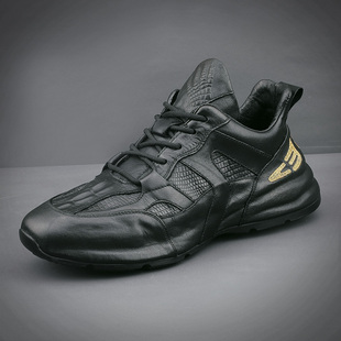 潮鞋 新款 真皮老爹鞋 百搭厚底休闲鞋 欧洲站男鞋 皮包底运动鞋 23春季