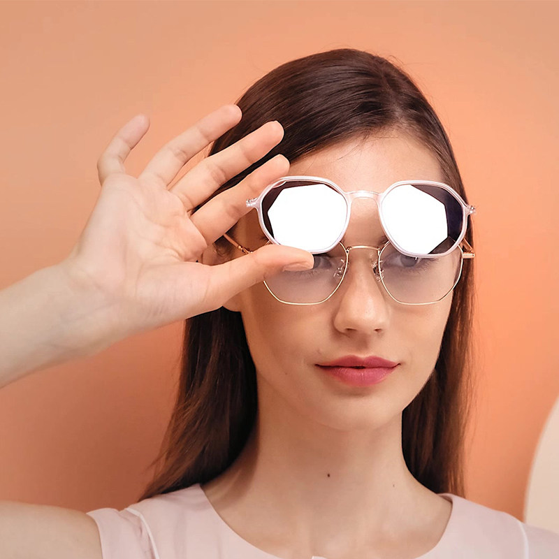 近视复古多边形圆框磁吸偏光套镜