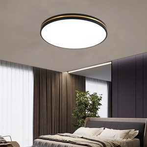 金线黑色吸顶灯新中式圆形卧室灯北欧LED护眼灯现代简约风格灯具
