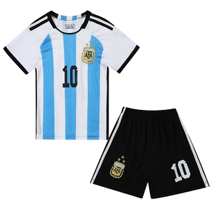 儿童足球服套装男童阿根廷梅西皇马C罗球衣青少年短袖训练服定制