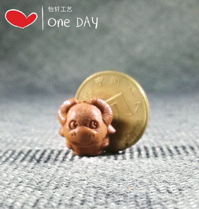 龙纹桃核纯手工雕刻牛十二生肖牛卡通牛手链配饰吊坠送手链红绳子