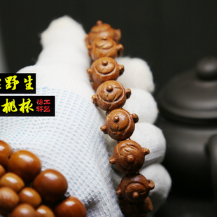 桃核雕刻茶壶手串野生龙纹桃核雕刻把把壶手串把把胡把件文玩手串