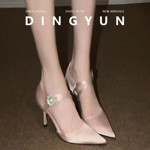 羊皮版dingyun丁允尖头高跟鞋细跟包头凉鞋法式绝美中空单鞋春夏
