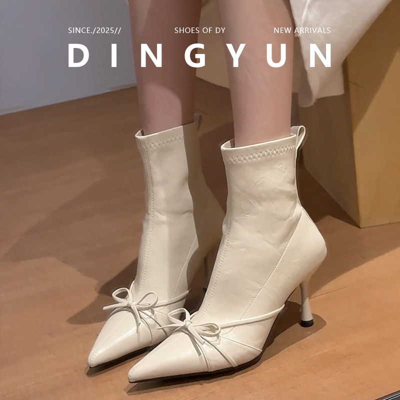 温柔优雅百搭细高跟尖头瘦瘦靴女