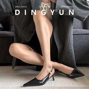 羊皮版dingyun丁允包头凉鞋尖头细跟半拖外穿高级高跟鞋春夏单鞋