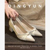 尖头单鞋 羊皮版 法式 伴娘女鞋 dingyun丁允白色珍珠高跟鞋 粗跟婚鞋