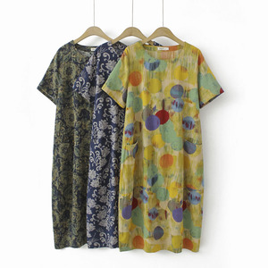 大码休闲连衣裙200斤加肥加大时尚印花宽松2023夏季短袖长款裙子