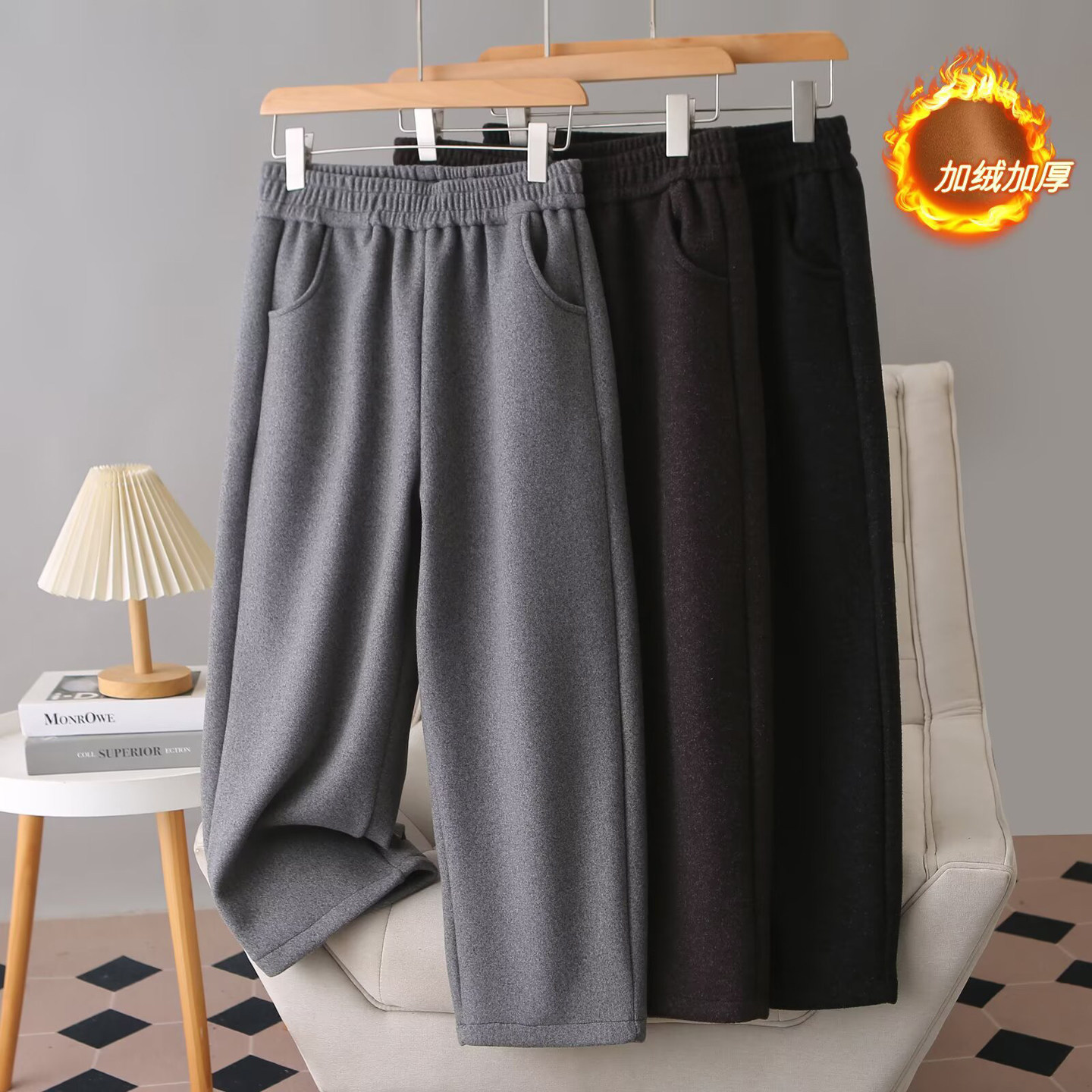 胖妹妹裤子加绒加厚八分奶奶裤女
