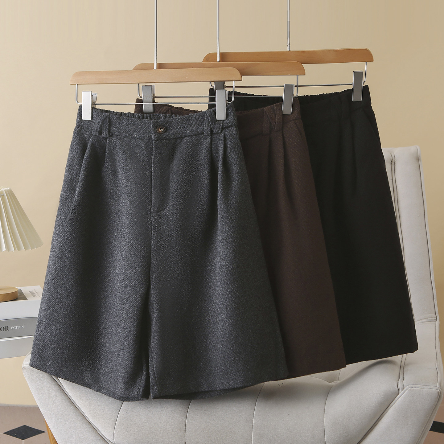 宽松阔腿裤女大码2025秋冬新款胖妹mm200斤半松紧腰五分毛呢靴裤,女装/女士精品,休闲裤,淘宝优惠券,粉丝福利购,淘宝优惠卷