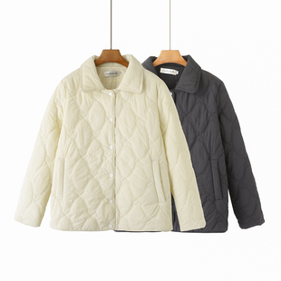 胖妹妹显瘦棉服2023年秋冬新款大码女装时尚翻领轻薄羽绒棉衣外套