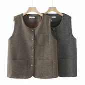 时尚 春秋马甲大码 女胖mm外穿2024年新款 显瘦小香风港花呢背心外套