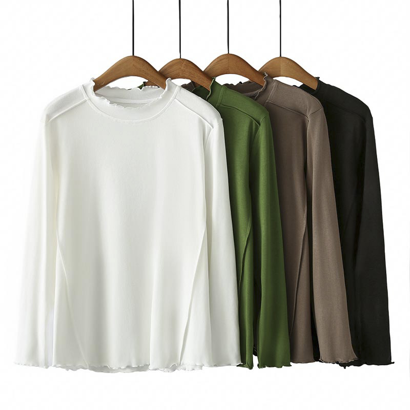 大码打底衫女长袖遮肚子内搭上衣