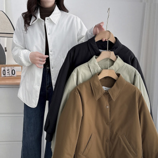 薄款棉衣女大码2024初冬新款胖mm200斤时尚翻领宽松休闲夹棉外套