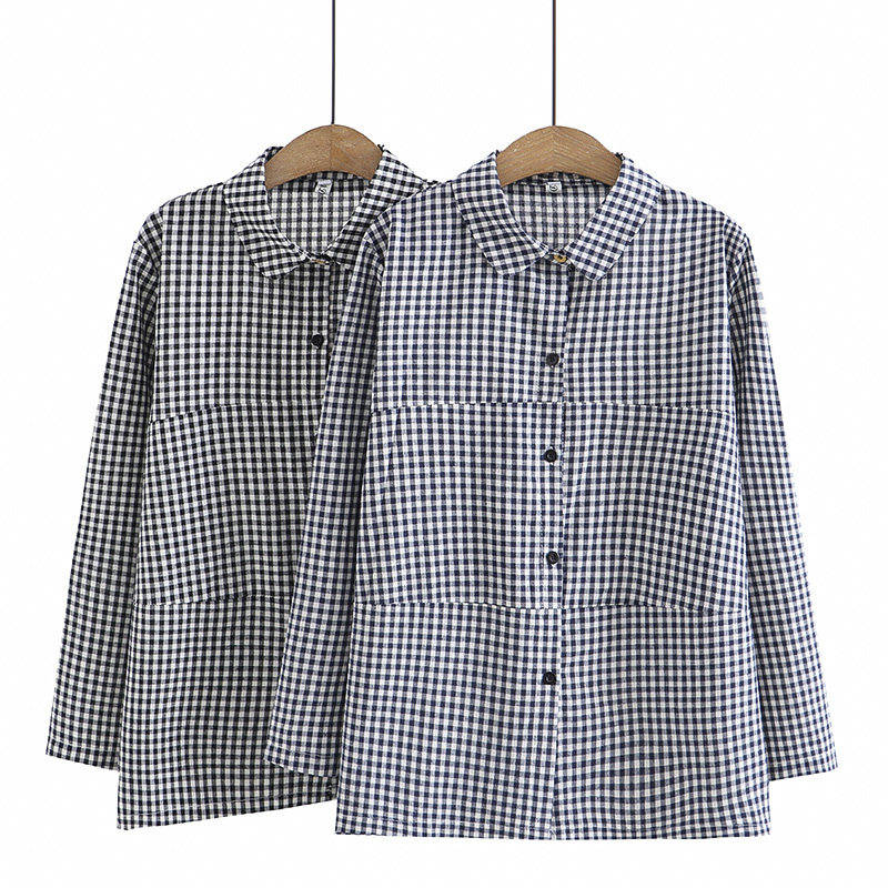 大码格子衬衫女200斤早秋装上衣