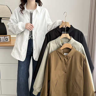 胖妹妹外套加肥加大2025春季新款大码女装韩版宽松衬衫领休闲上衣