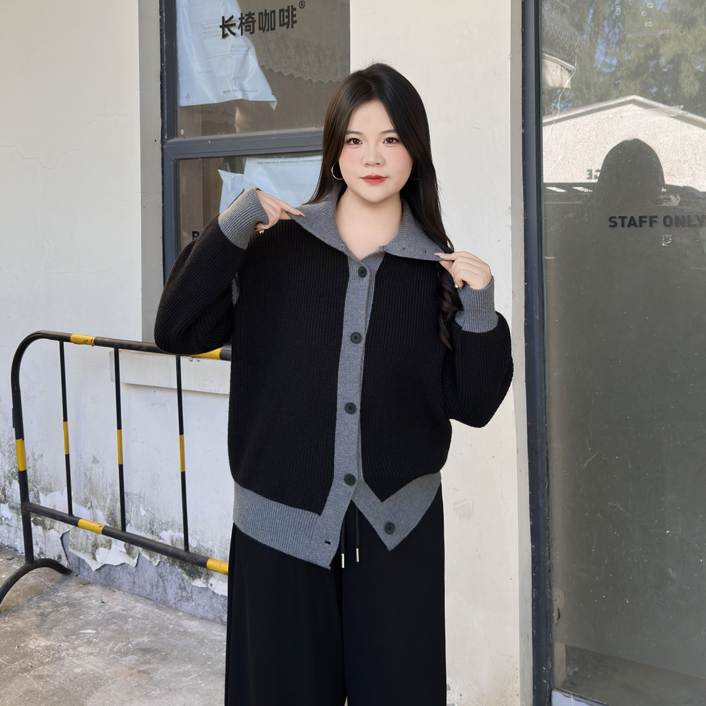 毛衣女秋冬加厚大码2025新款胖妹mm200斤高领拼色开衫针织衫外套,女装/女士精品,毛针织衫,淘宝优惠券,粉丝福利购,淘宝优惠卷