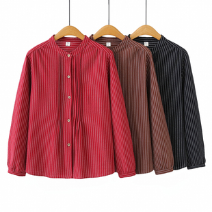 女大码 显瘦巨遮肚条纹长袖 2026春季 胖m200斤韩版 上衣 新款 百搭衬衫