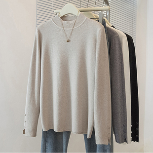 胖妹妹半高领显瘦正肩内搭毛衣 针织上衣2025秋冬新款 打底衫 女大码