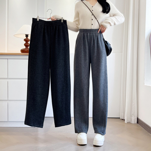 胖mm200斤松紧腰宽松休闲弯刀裤 子女加厚加绒2025秋冬新款 裤 大码