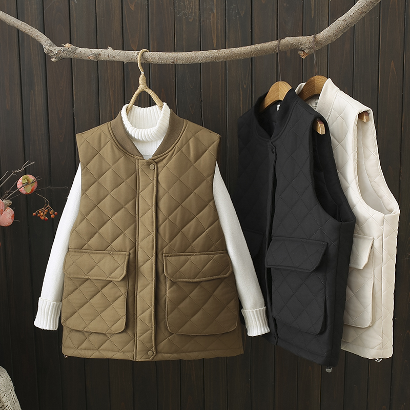 马甲大码冬季外穿胖mm立领棉背心