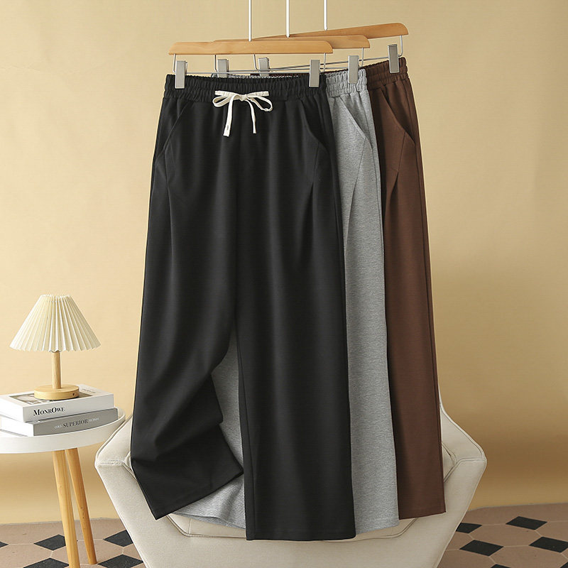 胖mm裤子女松紧腰大码阔腿休闲裤