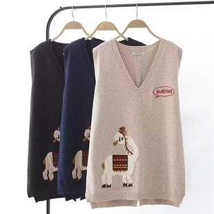 大码女装针织背心2026春季新款胖妹妹减龄叠穿中长款v领毛线马甲