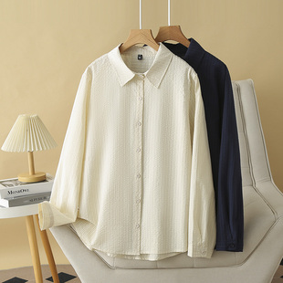 女2024秋季 衬衫 新款 200斤韩版 胖妹妹大码 条纹宽松休闲打底衫 长袖