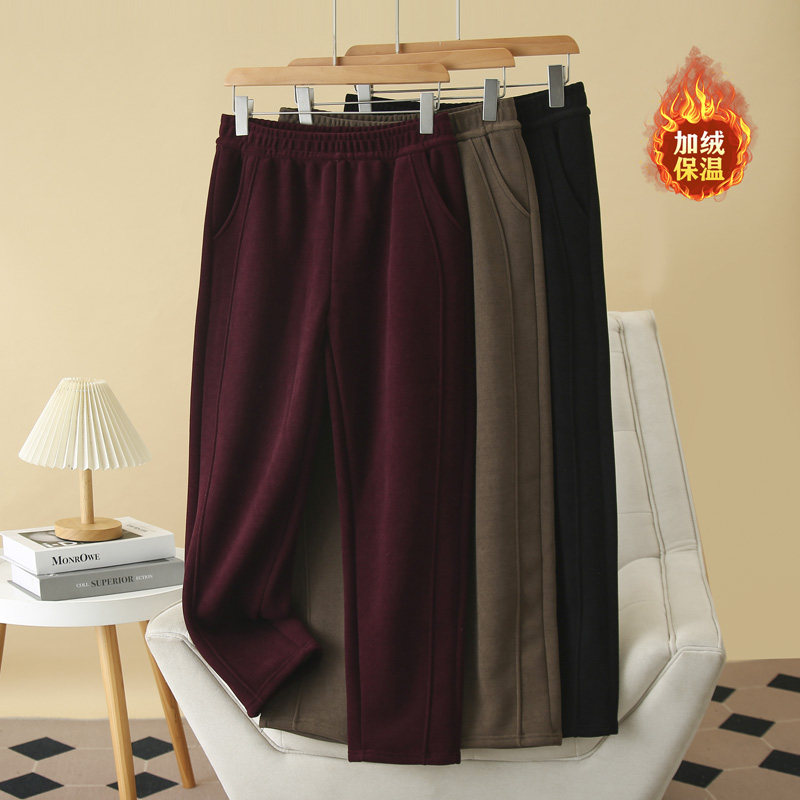 大码哈伦裤女加绒裤子2024秋冬新款胖妹mm200斤松紧腰宽松休闲裤,女装/女士精品,休闲裤,淘宝优惠券,粉丝福利购,淘宝优惠卷