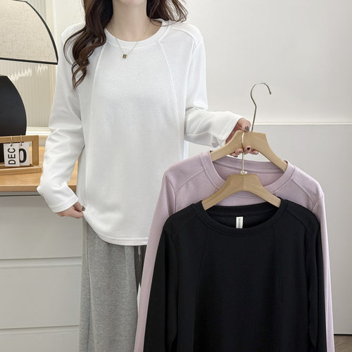 打底衫女大码胖mm遮肚子长袖t恤