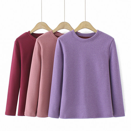 大码加绒加厚打底衫女保暖内搭