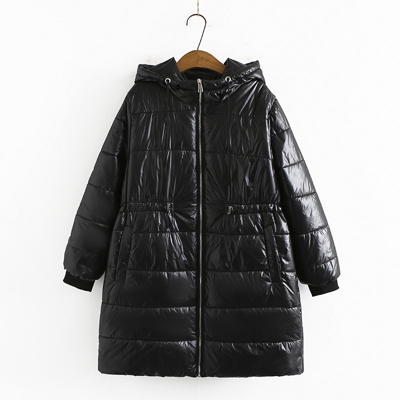 220斤大码棉服女冬装2021新款胖mm兔耳朵连帽显瘦收腰中长款棉衣