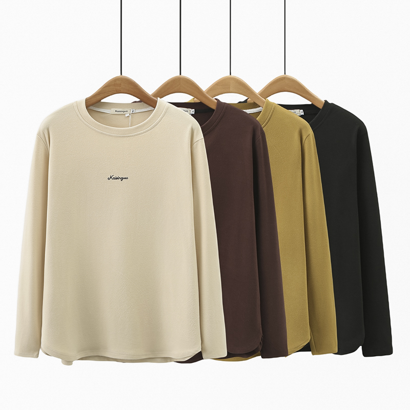 德绒打底衫女大码长袖字母内搭