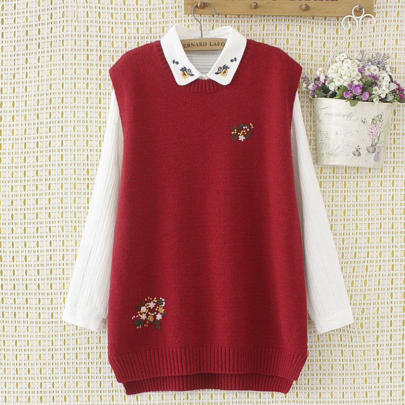 大码针织马甲大码手工绣花马甲