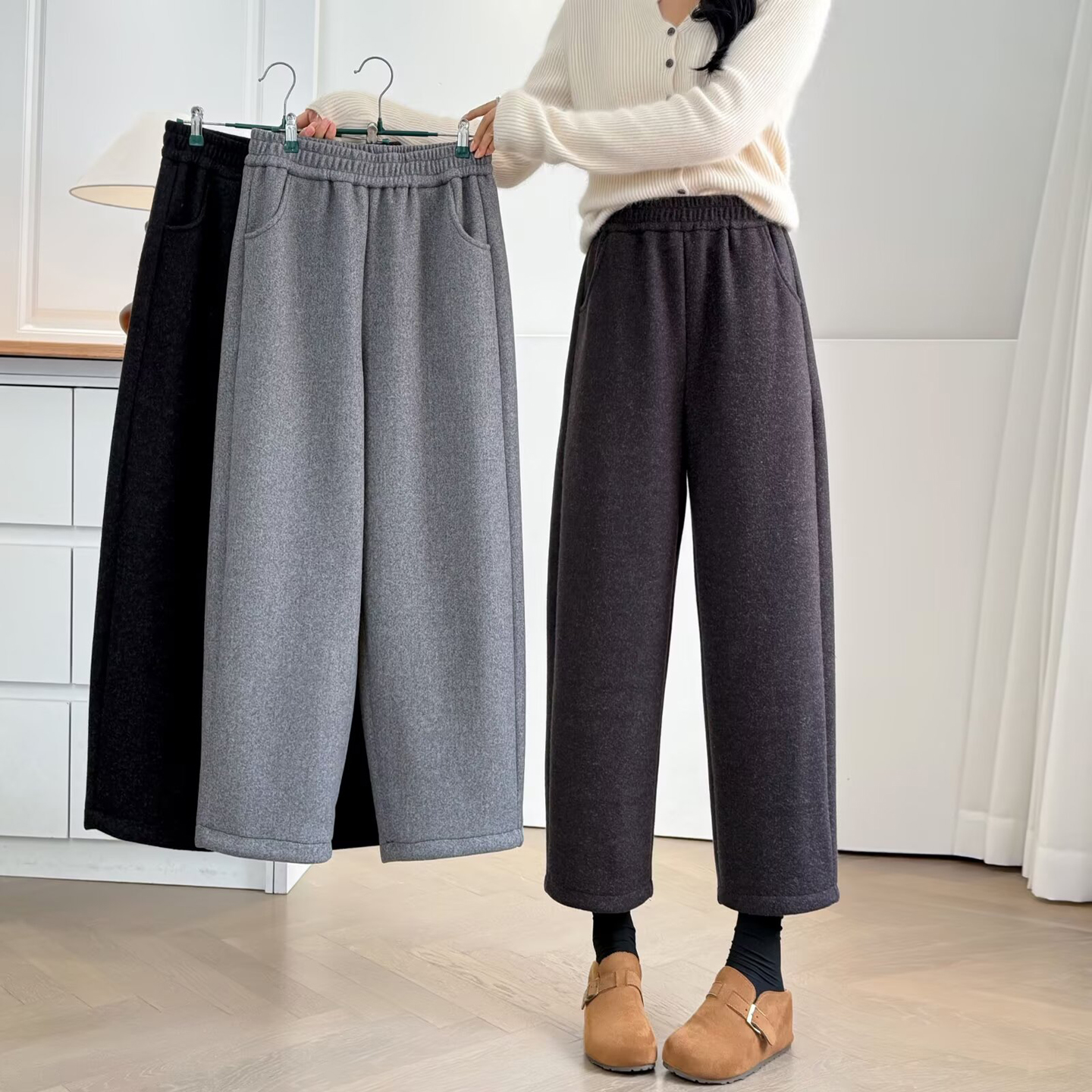 秋冬裤子女大码加绒加厚奶奶裤