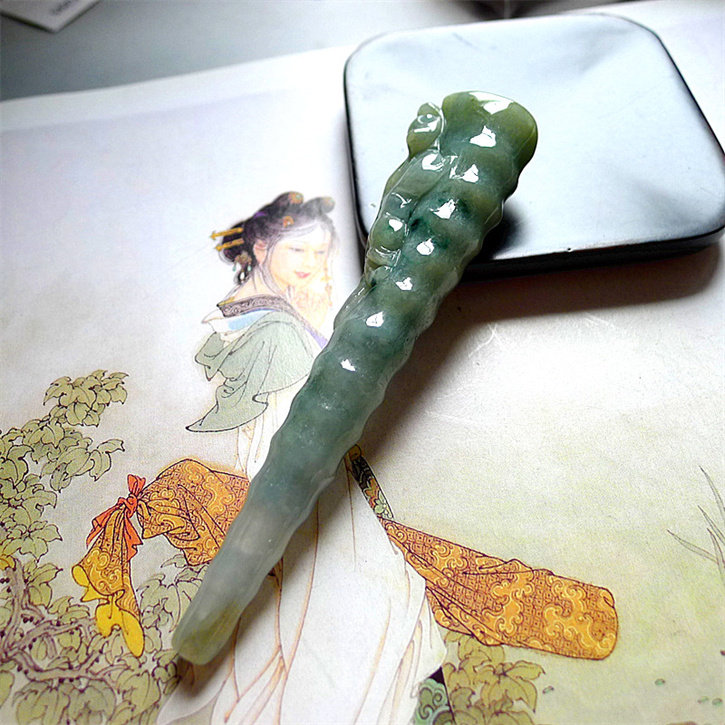 天然缅甸翡翠A货老坑种精美水润貔貅烟嘴配证书
