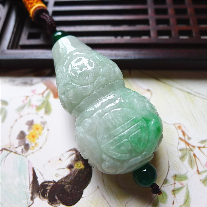 老坑种招财配鉴定证书葫芦吊坠