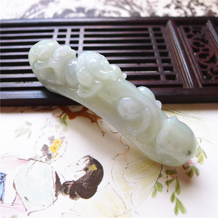 正品天然翡翠A货老坑种翡翠 龙沟皮丘半手镯 配鉴定证书