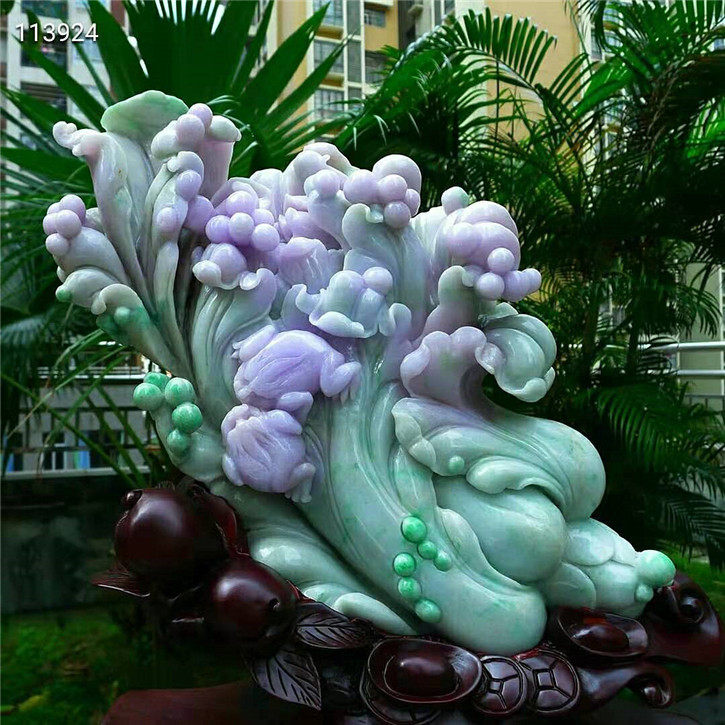 正品天然翡翠A货老坑种翡翠 招财金蝉摆件 配鉴定证书