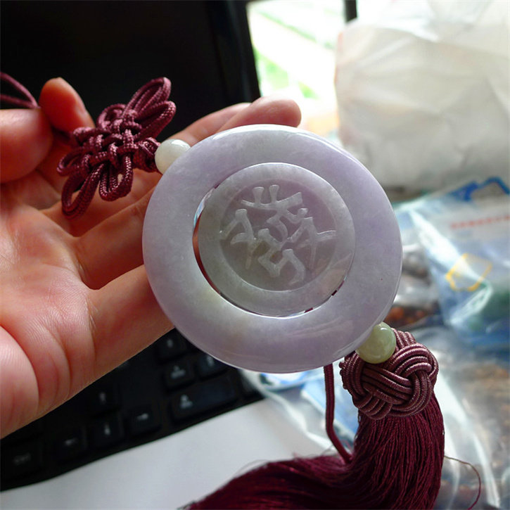 天然翡翠A货老坑种精美水润一路发才车挂件配证书