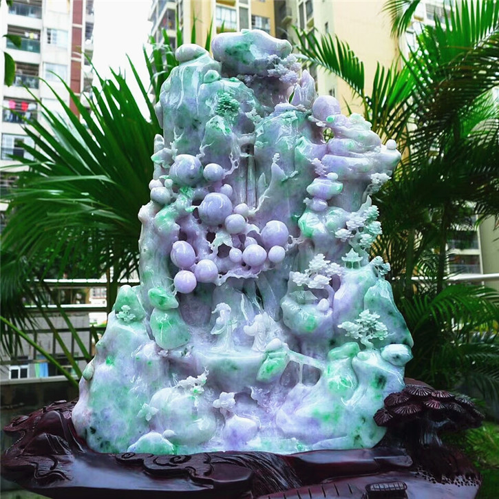 天然老坑种摆件配鉴定证书翡翠